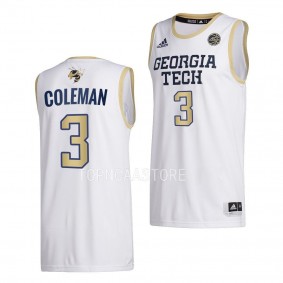 Georgia Tech Yellow Jackets Dallan Coleman White #3 Swingman Jersey 2022-23 Home Basketball