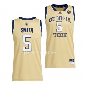 Deivon Smith Georgia Tech Yellow Jackets #5 Gold Away Basketball Jersey 2022-23 Swingman