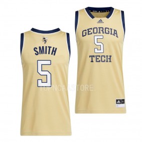 Deivon Smith Georgia Tech Yellow Jackets #5 Beige Swingman Basketball Jersey 2022-23