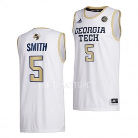Georgia Tech Yellow Jackets Deivon Smith White #5 Swingman Jersey 2022-23 Home Basketball