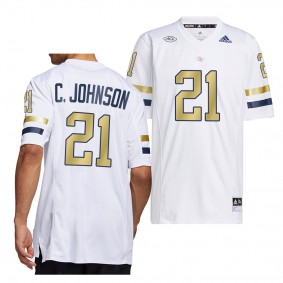 Calvin Johnson Georgia Tech Yellow Jackets Home Premier Football Jersey Men's White #21 Uniform