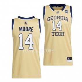 Jalon Moore Georgia Tech Yellow Jackets #14 Gold Away Basketball Jersey 2022-23 Swingman