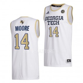 Georgia Tech Yellow Jackets Jalon Moore White #14 Swingman Jersey 2022-23 Home Basketball