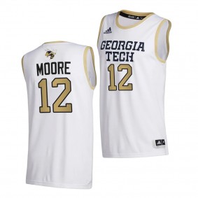 Georgia Tech Yellow Jackets Khalid Moore White 2020-21 College Basketball Jersey