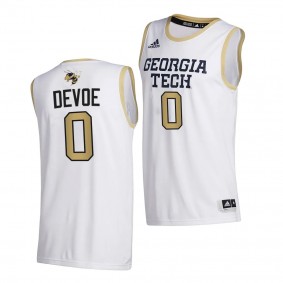 Georgia Tech Yellow Jackets Michael Devoe White 2020-21 College Basketball Jersey